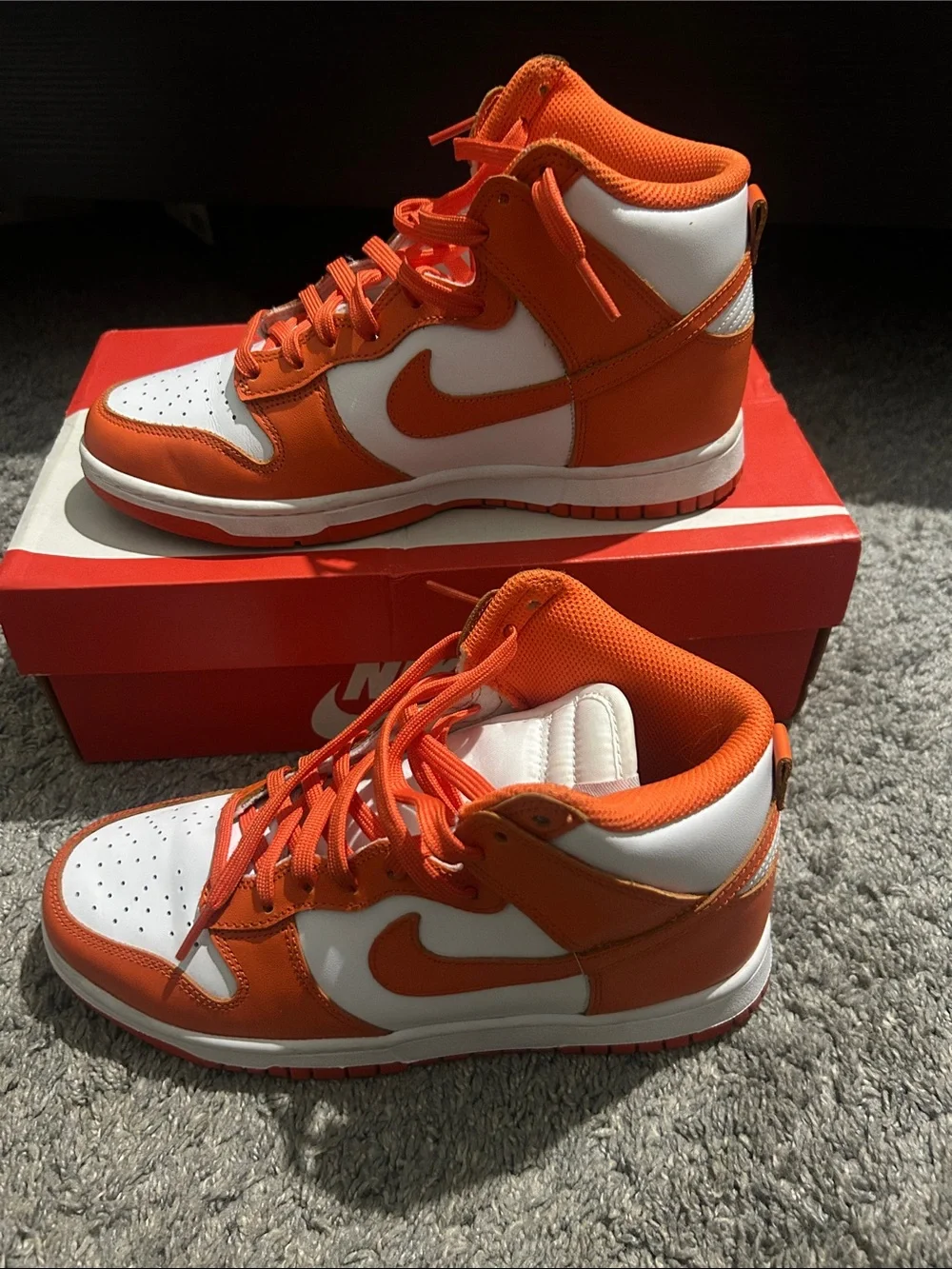 Nike Women’s Orange and White Mid-Top Sneakers